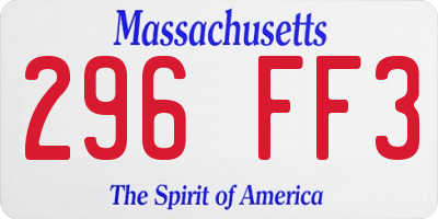 MA license plate 296FF3