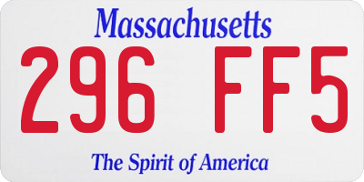 MA license plate 296FF5