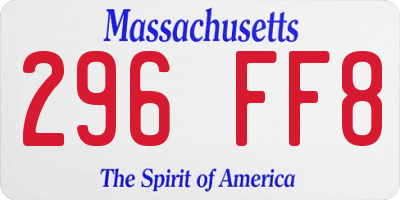 MA license plate 296FF8