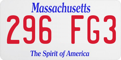 MA license plate 296FG3