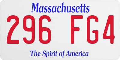 MA license plate 296FG4