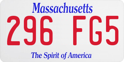MA license plate 296FG5