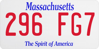 MA license plate 296FG7