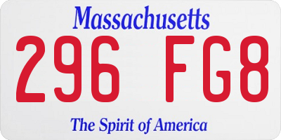 MA license plate 296FG8