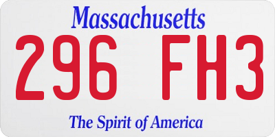 MA license plate 296FH3