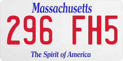 MA license plate 296FH5