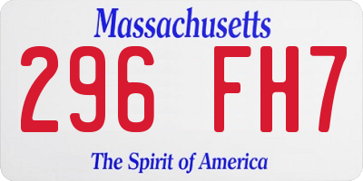 MA license plate 296FH7