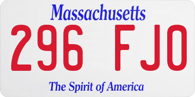 MA license plate 296FJ0