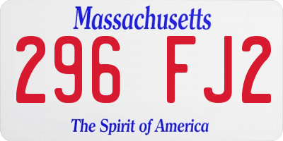 MA license plate 296FJ2