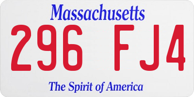 MA license plate 296FJ4