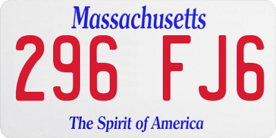 MA license plate 296FJ6