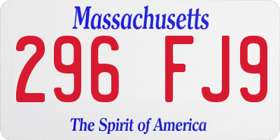 MA license plate 296FJ9
