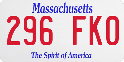 MA license plate 296FK0