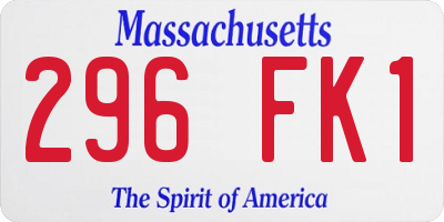 MA license plate 296FK1
