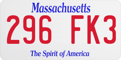MA license plate 296FK3