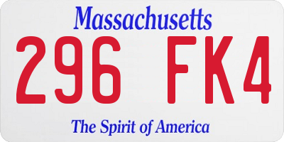 MA license plate 296FK4
