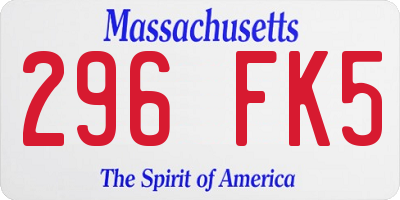 MA license plate 296FK5