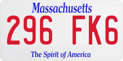 MA license plate 296FK6