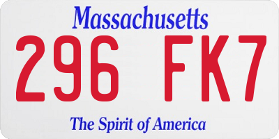 MA license plate 296FK7