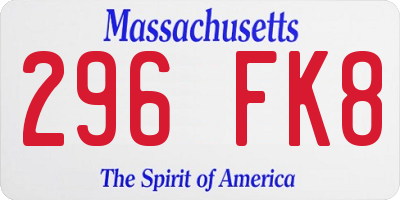 MA license plate 296FK8