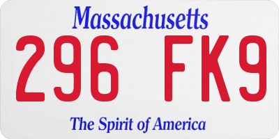 MA license plate 296FK9