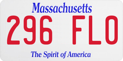 MA license plate 296FL0