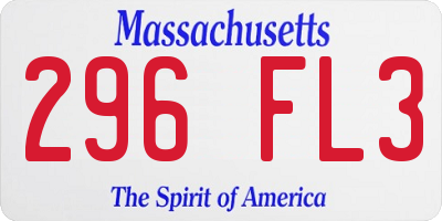 MA license plate 296FL3