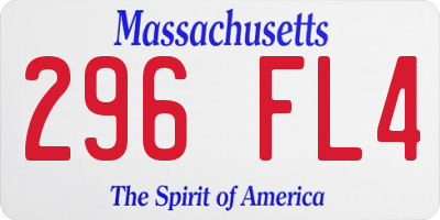 MA license plate 296FL4