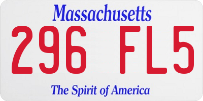 MA license plate 296FL5