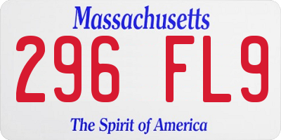 MA license plate 296FL9