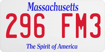 MA license plate 296FM3