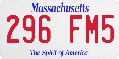 MA license plate 296FM5