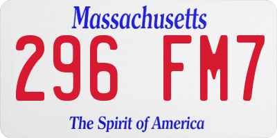 MA license plate 296FM7