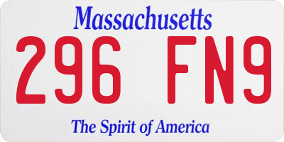 MA license plate 296FN9