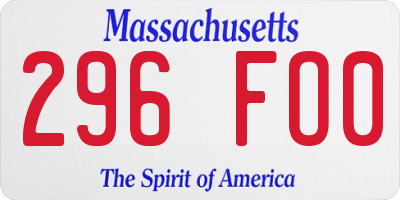 MA license plate 296FO0