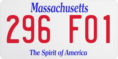 MA license plate 296FO1