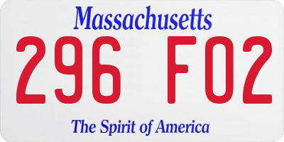 MA license plate 296FO2