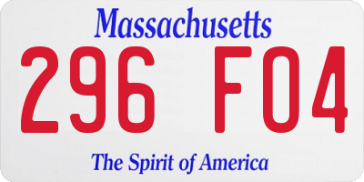MA license plate 296FO4