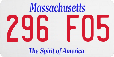 MA license plate 296FO5