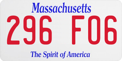MA license plate 296FO6