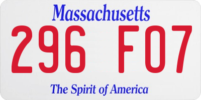 MA license plate 296FO7
