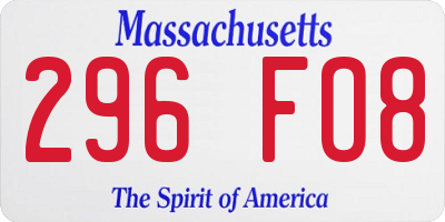 MA license plate 296FO8