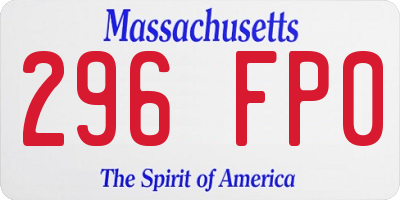 MA license plate 296FP0