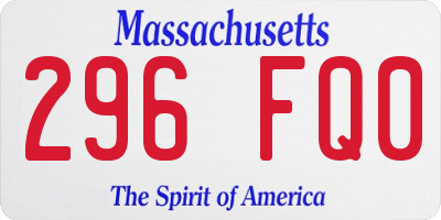 MA license plate 296FQ0