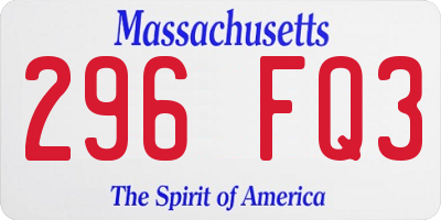 MA license plate 296FQ3