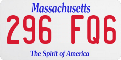 MA license plate 296FQ6