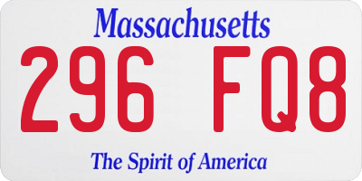 MA license plate 296FQ8