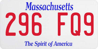 MA license plate 296FQ9