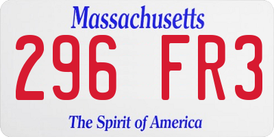 MA license plate 296FR3