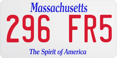 MA license plate 296FR5
